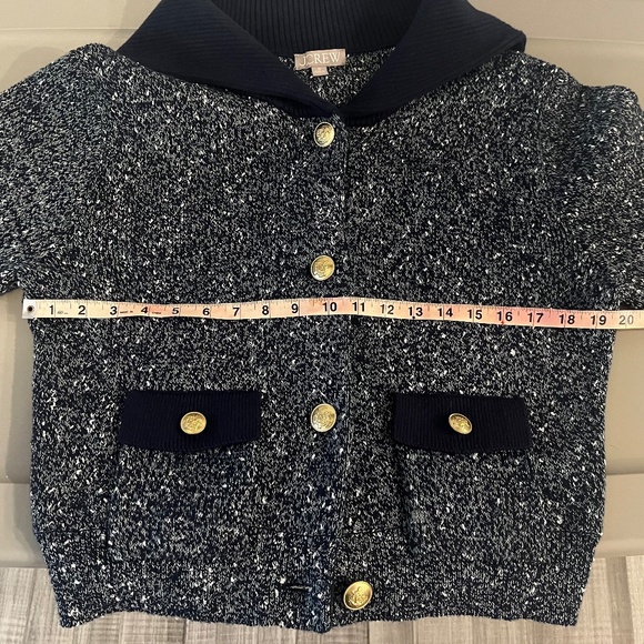 J Crew Marled Sailor Collar Blue Cardigan Medium - Picture 9 of 9